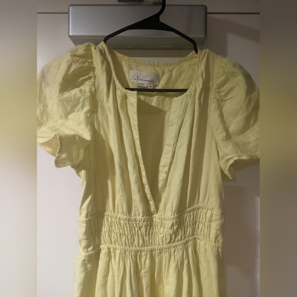 Anthropologie - The Somerset Maxi Dress Tiered: Linen | Lemon Yellow | Size XSP - Picture 16 of 17